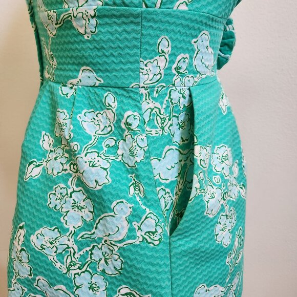Lilly Pulitzer Parker Dress Birds & Bees Lagoon Green Rossette Mini Size… - Picture 14 of 16